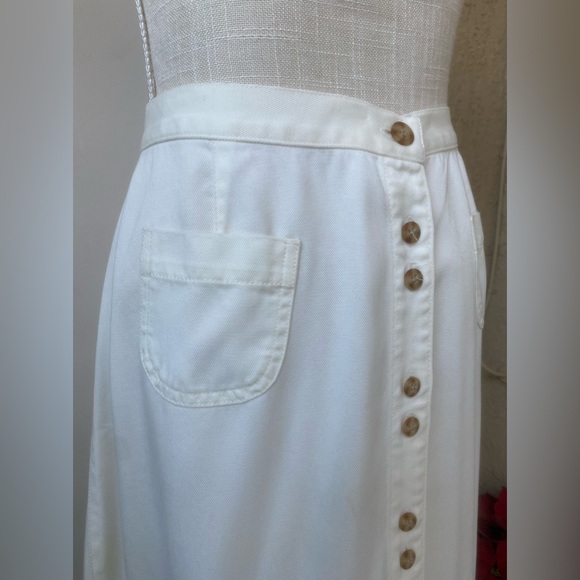 90’s vintage liz claiborne liz wear button down skirt cream pockets ankle sz p14 - Picture 4 of 11
